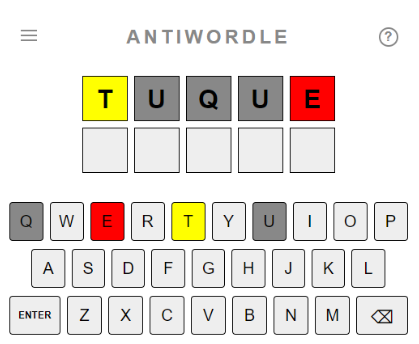 Play Antiwordle game on website