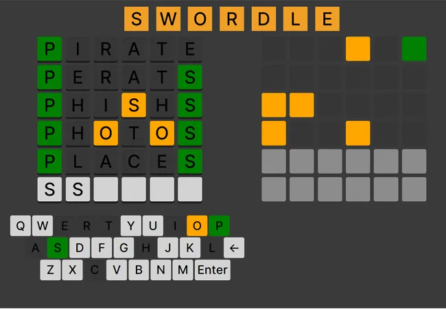 Play SWordle game on website